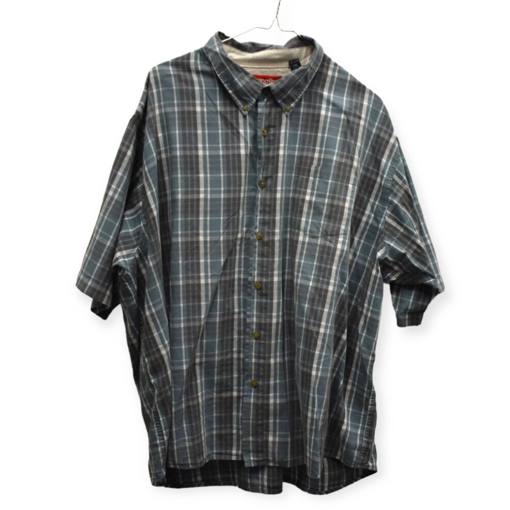 Wrangler Shirt 2XL Mens Plaid Short Sleeve Button Down Western Rodeo Cotton